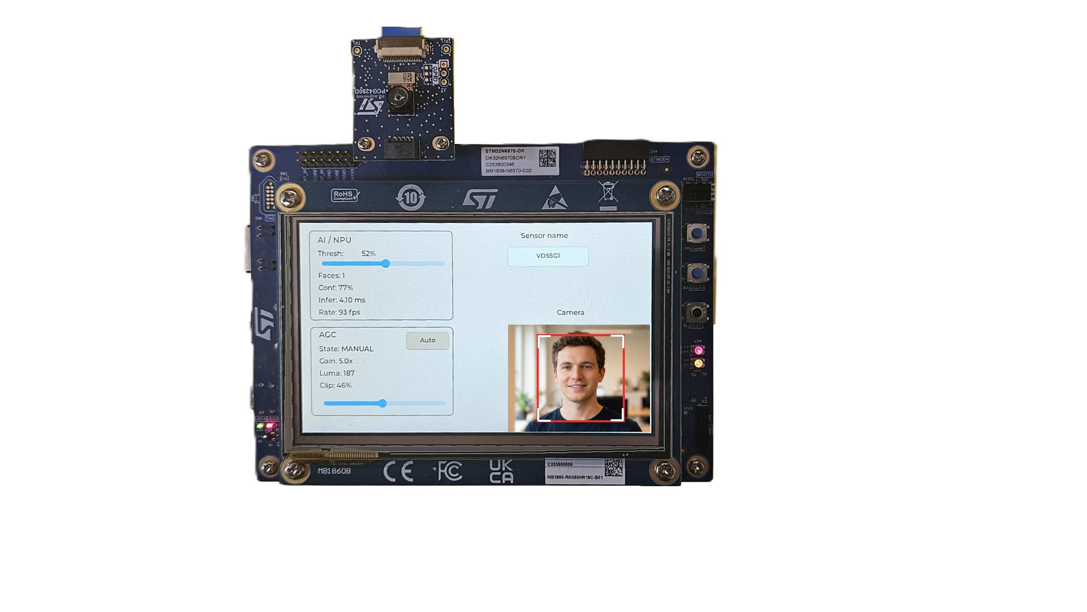 Edge-AI face-detection prototype running on STM32N6